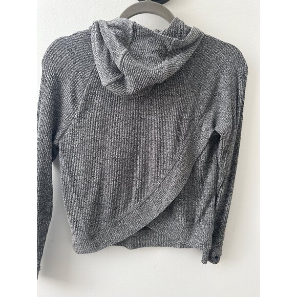 Athleta Girl Gray Ribbed Long Sleeve Hoodie Sweater Wrap Back M 8-10 Modal/Polye - Picture 6 of 6
